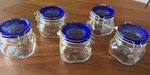 Bormioli Rocco Fido Blue Clamp Jars Made In Italy 1/2 Set 5. Fixed Price $52.00.