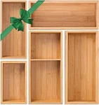 Bamboo Drawer Organizer 5 Pcs For Kitchen Multi-purpose Storage Dividers. Fixed Price $28.33.