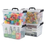 Cand 12 Quart Plastic Storage Latching Box W/ Handle, Clear Bin 4 Packs. Fixed Price $41.55.