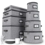Homelux Theory 8PC Hard Shell China Storage Containers Light Gray Mug Plate. Fixed Price $146.98.