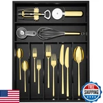 Wushizhuhun Silverware Drawer Organizer 7 Slots Bamboo Cutlery Tray Kitchen. Fixed Price $40.38.