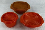 Tupperware 3-PIECE Storage Container Set Orange Brown Vintage Kitchen. Fixed Price $17.95.