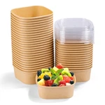 Fniiva 40PK 17OZ Disposable Paper Bowls W/ Lids - Square Food Containers. Fixed Price $76.07.