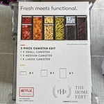 The Home Edit 3 Piece Canister Set. Fixed Price $19.00.