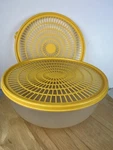 Vintage Tupperware Colander Strainer Bowl 1836-1 /2 Yellow Lids 10 X3.5 Usa Made. Fixed Price $19.99.