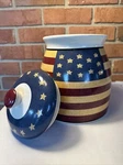 Jay Import Co. Liberty Colonial American Flag Kitchen Food Jar With Lid. Fixed Price $49.95.