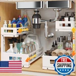 L-shaped Metal Under Sink Organizer 2-TIER Double Pull-out Cabinet Kit. Fixed Price $101.23.