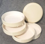 1980'S/1990'S White 5" Round Swivel Desk Organizer Box W/lid By Interdesign. Fixed Price $40.00.