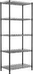 Adjustable 5-WIRE Metal Storage Rack For Laundry, Kitchen, And Closet Black. Fixed Price $85.99.