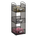 Safco Onyx Mesh Tower Organizer, 3 Comp., Labels, Steel - Break Room Storage. Fixed Price $84.07.
