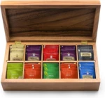 Acacia Wood Rectangular Tea Box With 10 Compartments For Easy Assortment. Fixed Price $64.99.
