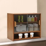 Bamboo Kitchen Pantry Sideboard Small Storage Cabinet Sliding Door Cupboard. Fixed Price $76.07.