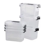 5 Plastic Storage Bin With Lid, Clear Transparent Box Black Handles Se.... Fixed Price $38.74.