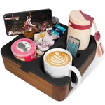 Couch Cup Holder Tray, Real Acacia Wooden Caddy With Soft Silicone, Snack And.... Fixed Price $49.85.