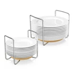 Dish Rack For Kitchen Counter - Bamboo Plate Organizer Cabinet Space Save.... Fixed Price $45.15.
