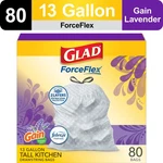 Glad Forceflex Tall Kitchen Trash Bags 13 Gallon Gain Lavender Scent 80 Count. Fixed Price $45.26.
