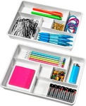Set Of 2 Plastic 6-COMPARTMENT Drawer Organizer Gadget Trays, Multipurpose Stora. Fixed Price $23.99.