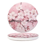 Cup Holder For Car,pink Floral Blooming Print Ceramic Coasters Non-slip H.... Fixed Price $17.09.