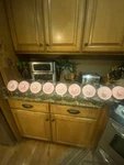 9 Pottery Barn Pink Candy Jars Containers With Metal Lids. Fixed Price $150.00.