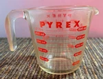 Vintage Pyrex Glass 2-CUP/16 Oz Measuring Red Capital Letters 1960S. Fixed Price $24.95.