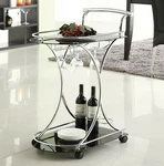 Serving Bar Cart Glass Metal Kitchen Wine Storage Trolley Wheels Coaster 910001. Fixed Price $129.99.