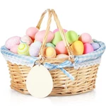 Leinuosen Easter Basket Wicker Picnic With Wooden Egg Cutout Woven Blue. Fixed Price $42.52.