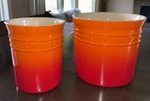 Of "flame" Le Creuset 2.75 & 1 Qt Large Small Utensil Crock Nwt 6" Tall. Fixed Price $65.00.