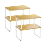 Simple Trending Bamboo Cabinet Organizer Shelf Set Of 4 Kitchen Counter Shelves. Fixed Price $41.55.
