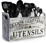 3-COMPARTMENT Wooden Utensil Holder Farmhouse Kitchen Organizer Countertop. Fixed Price $26.24.