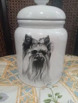 Vintage Best Of Show Porcelain Yorkie Terrier Dog Groomer Vladimir Treat Jar. Fixed Price $28.00.