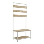 Linon Larkin White Metal Hall Tree 11 Hooks And 2 Shelves Natural Wood. Fixed Price $147.70.
