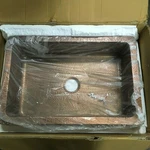 Whitehaus Apron Sink Kitchen Hammered Smooth Copper, Single Bowl Basin. Fixed Price $1499.99.