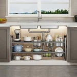 Fliqor Under Sink ORGANIZER,16,5INCH Height 2 Tier Expandable Heavy Duty Metal. Fixed Price $44.64.