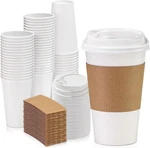 Fit Meal Prep 50 Pack 16 Oz Disposable Coffee Cups With Lids Sleeves Leak-proof. Fixed Price $24.94.