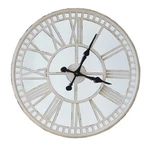 Wall Clock Round Antiqued White Cream Decorative Mirrored 28" Park. Fixed Price $359.10.