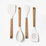 4PC Silicone Kitchen Utensil Set Natural Wood - Figmint. Fixed Price $28.00.