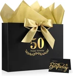 Bla Gold 50TH Birthday Bag With Card And Tissue Paper,. Fixed Price $7.19.