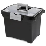Sterilite Portable File Box, Plastic, Black. Fixed Price $19.29.