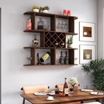 Large Wooden Wall Mounted 3 Tier Rustic Bottle Wine Rack Glass Holder Home Bar. Fixed Price $164.80.