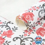Rolls 12"X120" Red Floral Pvc Washable Kitchen Cabinet Shelf Liner 50 Ft. Fixed Price $51.27.