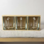 Vintage Ikea Forhoja Wood Shelf Cabinet 3 Glass Handled Scoops Storage Bins. Fixed Price $225.00.