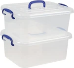 Morcte 8 Clear Latching Box, Plastic Storage Bin With Handle, 2-PACK. Fixed Price $33.75.