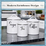 Modern Farmhouse Kitchen Canisters 3PC Set Airtight Storage Organizer Container. Fixed Price $38.88.
