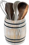 Tabletop Brown Wood Kitchen Holder Crock, Cooking Utensils Organizer. Fixed Price $29.99.