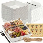 Leafiew 50 Pack Small Charcuterie Boxes With Clear Lids And Forks - To Go Pap.... Fixed Price $31.53.