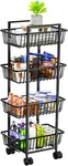 Simple Trending 4 Tier Rolling Fruit Vegetable Basket Cart, Large, Black. Fixed Price $52.99.