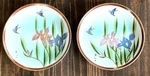 Yoshiyaki Yamazaki Kutani Porcelain Plate Set 1981 Jay & Irises Japan Of 2. Fixed Price $34.95.