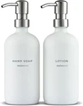Maisonovo Soap Dispenser Set White Bottles With Sier Stainl Steel. Fixed Price $12.99.