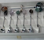 Vintage Estilo Brazil Set Of Tea Serving Spoons With Genuine Gemstones Box. Fixed Price $35.00.