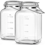 Folinstall Pack 1.5 Gallon Glass Jar With Airtight Lid, 192 Oz Square Wide .... Fixed Price $59.14.
